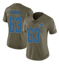 Women's Nike Detroit Lions #63 Brandon Thomas Limited Olive 2017 Salute to Service NFL Jersey