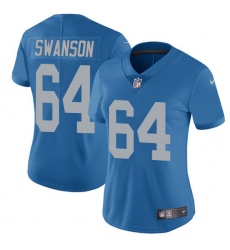 Women's Nike Detroit Lions #64 Travis Swanson Limited Blue Alternate Vapor Untouchable NFL Jersey