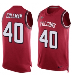 Men's Nike Atlanta Falcons #40 Derrick Coleman Limited Red Player Name & Number Tank Top NFL Jersey