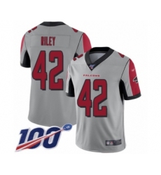 Youth Atlanta Falcons #42 Duke Riley Limited Silver Inverted Legend 100th Season Football Jersey