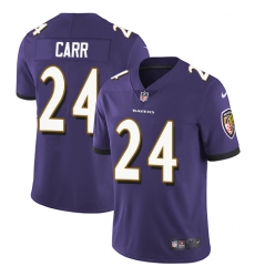 Men's Nike Baltimore Ravens #24 Brandon Carr Purple Team Color Vapor Untouchable Limited Player NFL Jersey