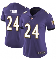 Women's Nike Baltimore Ravens #24 Brandon Carr Purple Team Color Vapor Untouchable Limited Player NFL Jersey