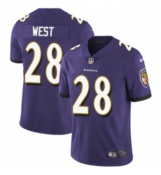 Men's Nike Baltimore Ravens #28 Terrance West Purple Team Color Vapor Untouchable Limited Player NFL Jersey