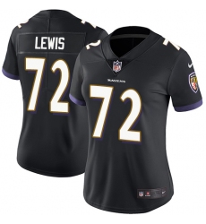 Women's Nike Baltimore Ravens #72 Alex Lewis Black Alternate Vapor Untouchable Limited Player NFL Jersey
