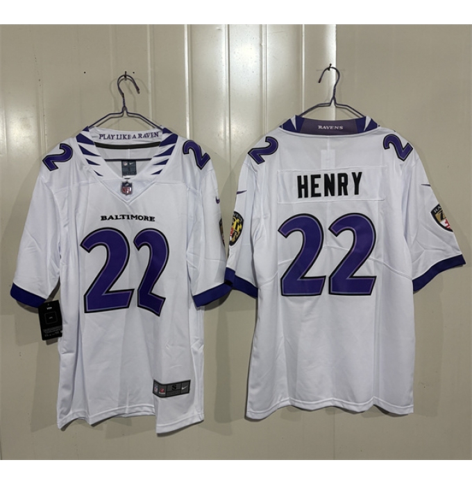 Men's Baltimore Ravens #22 Derrick Henry White 2026 Alternate Vapor Limited Football Stitched Jersey