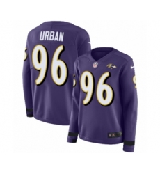 Women's Nike Baltimore Ravens #96 Brent Urban Limited Purple Therma Long Sleeve NFL Jersey