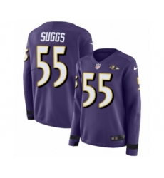 Women's Nike Baltimore Ravens #55 Terrell Suggs Limited Purple Therma Long Sleeve NFL Jersey