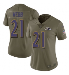 Women's Nike Baltimore Ravens #21 Lardarius Webb Limited Olive 2017 Salute to Service NFL Jersey