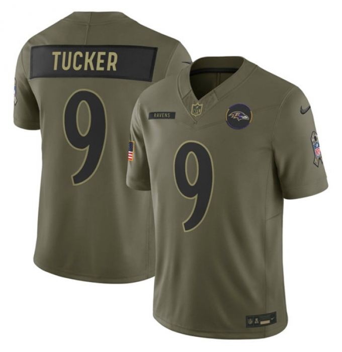 Men's Baltimore Ravens #9 Justin Tucker Olive 2025 F.U.S.E. Salute to Service Limited Football Stitched Jersey
