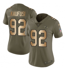Women's Nike Baltimore Ravens #92 Bronson Kaufusi Limited Olive/Gold Salute to Service NFL Jersey