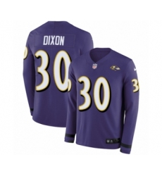 Youth Nike Baltimore Ravens #30 Kenneth Dixon Limited Purple Therma Long Sleeve NFL Jersey