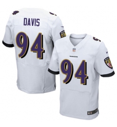 Men's Nike Baltimore Ravens #94 Carl Davis Elite White NFL Jersey