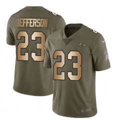 Men's Nike Baltimore Ravens #23 Tony Jefferson Limited Olive/Gold Salute to Service NFL Jersey