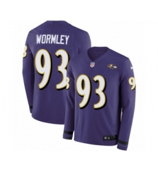 Men's Nike Baltimore Ravens #93 Chris Wormley Limited Purple Therma Long Sleeve NFL Jersey