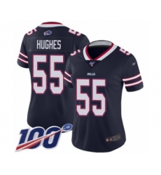 Women's Buffalo Bills #55 Jerry Hughes Limited Navy Blue Inverted Legend 100th Season Football Jersey