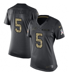 Women's Nike Buffalo Bills #5 Tyrod Taylor Limited Black 2016 Salute to Service NFL Jersey