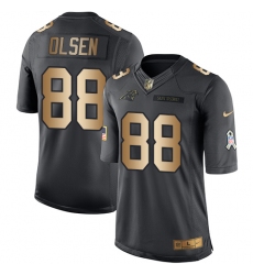 Men's Nike Carolina Panthers #88 Greg Olsen Limited Black/Gold Salute to Service NFL Jersey