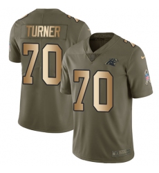 Men's Nike Carolina Panthers #70 Trai Turner Limited Olive/Gold 2017 Salute to Service NFL Jersey