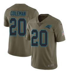 Youth Nike Carolina Panthers #20 Kurt Coleman Limited Olive 2017 Salute to Service NFL Jersey