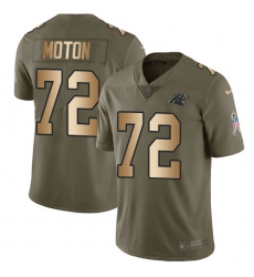 Youth Nike Carolina Panthers #72 Taylor Moton Limited Olive/Gold 2017 Salute to Service NFL Jersey