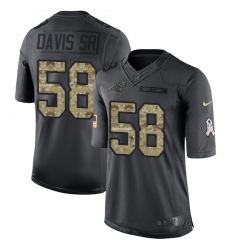 Youth Nike Carolina Panthers #58 Thomas Davis Limited Black 2016 Salute to Service NFL Jersey
