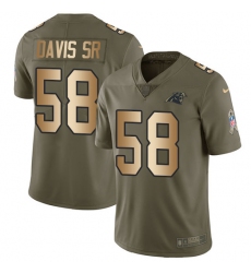 Youth Nike Carolina Panthers #58 Thomas Davis Limited Olive/Gold 2017 Salute to Service NFL Jersey