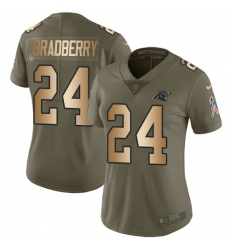 Women's Nike Carolina Panthers #24 James Bradberry Limited Olive/Gold 2017 Salute to Service NFL Jersey