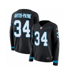 Women's Nike Carolina Panthers #34 Cameron Artis-Payne Limited Black Therma Long Sleeve NFL Jersey