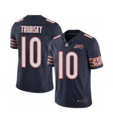 Men's Chicago Bears #10 Mitchell Trubisky Navy Blue Team Color 100th Season Limited Football Jersey