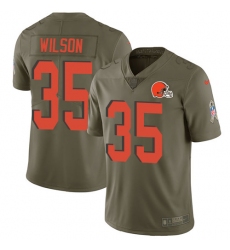 Men's Nike Cleveland Browns #35 Howard Wilson Limited Olive 2017 Salute to Service NFL Jersey