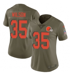 Women's Nike Cleveland Browns #35 Howard Wilson Limited Olive 2017 Salute to Service NFL Jersey