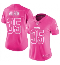 Women's Nike Cleveland Browns #35 Howard Wilson Limited Pink Rush Fashion NFL Jersey