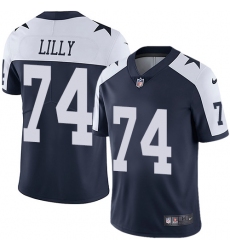 Men's Nike Dallas Cowboys #74 Bob Lilly Navy Blue Throwback Alternate Vapor Untouchable Limited Player NFL Jersey