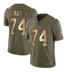 Youth Nike Dallas Cowboys #74 Bob Lilly Limited Olive/Gold 2017 Salute to Service NFL Jersey