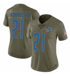 Women's Nike Detroit Lions #21 Ameer Abdullah Limited Olive 2017 Salute to Service NFL Jersey