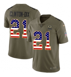 Men's Nike Green Bay Packers #21 Ha Ha Clinton-Dix Limited Olive/USA Flag 2017 Salute to Service NFL Jersey