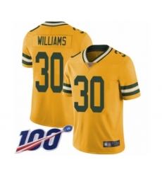 Youth Green Bay Packers #30 Jamaal Williams Limited Gold Rush Vapor Untouchable 100th Season Football Jersey