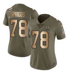 Women's Nike Green Bay Packers #78 Jason Spriggs Limited Olive/Gold 2017 Salute to Service NFL Jersey