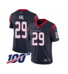 Men's Houston Texans #29 Andre Hal Navy Blue Team Color Vapor Untouchable Limited Player 100th Season Football Jersey
