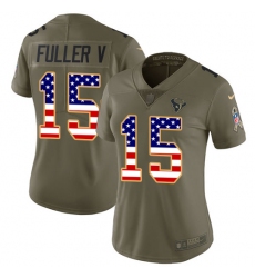 Women's Nike Houston Texans #15 Will Fuller V Limited Olive/USA Flag 2017 Salute to Service NFL Jersey
