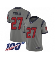 Men's Houston Texans #27 D'Onta Foreman Limited Gray Inverted Legend 100th Season Football Jersey