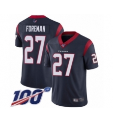 Men's Houston Texans #27 D'Onta Foreman Navy Blue Team Color Vapor Untouchable Limited Player 100th Season Football Jersey