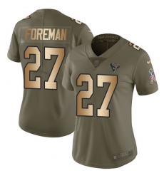 Women's Nike Houston Texans #27 D'Onta Foreman Limited Olive/Gold 2017 Salute to Service NFL Jersey