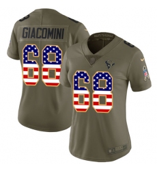 Women's Nike Houston Texans #68 Breno Giacomini Limited Olive/USA Flag 2017 Salute to Service NFL Jersey
