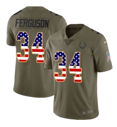 Youth Nike Indianapolis Colts #34 Josh Ferguson Limited Olive/USA Flag 2017 Salute to Service NFL Jersey