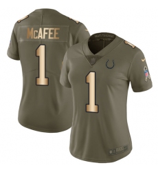 Women's Nike Indianapolis Colts #1 Pat McAfee Limited Olive/Gold 2017 Salute to Service NFL Jersey