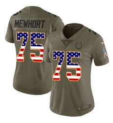 Women's Nike Indianapolis Colts #75 Jack Mewhort Limited Olive/USA Flag 2017 Salute to Service NFL Jersey