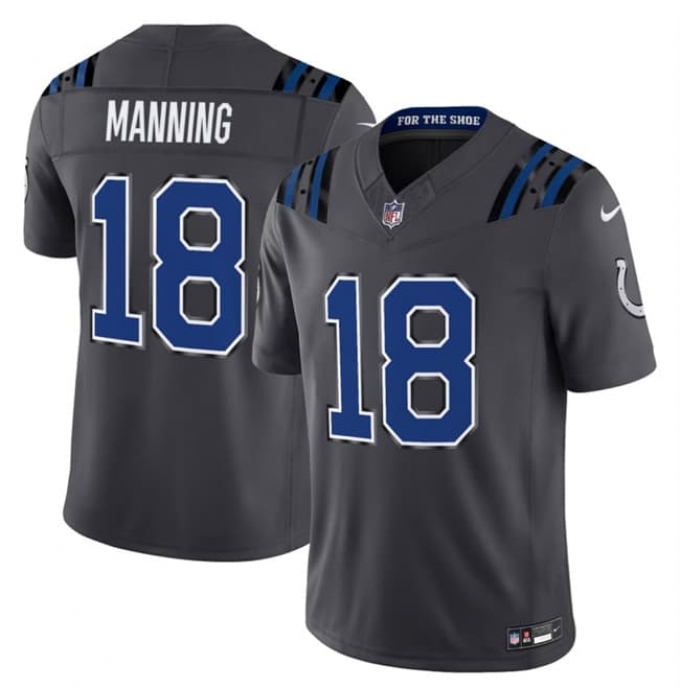 Men's Indianapolis Colts #18 Peyton Manning Dark Gray 2026 F.U.S.E. Rivalries Collection Limited Football Stitched Jersey
