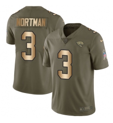 Men's Nike Jacksonville Jaguars #3 Brad Nortman Limited Olive/Gold 2017 Salute to Service NFL Jersey