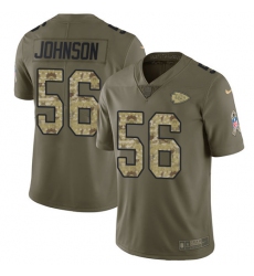 Men's Nike Kansas City Chiefs #56 Derrick Johnson Limited Olive/Camo 2017 Salute to Service NFL Jersey